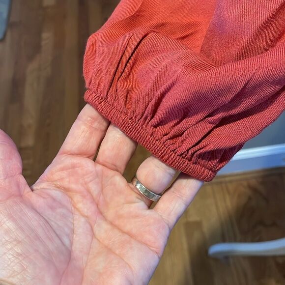 Davi & Dani Brick Red Cold Shoulder Lace detail top - Picture 3 of 7